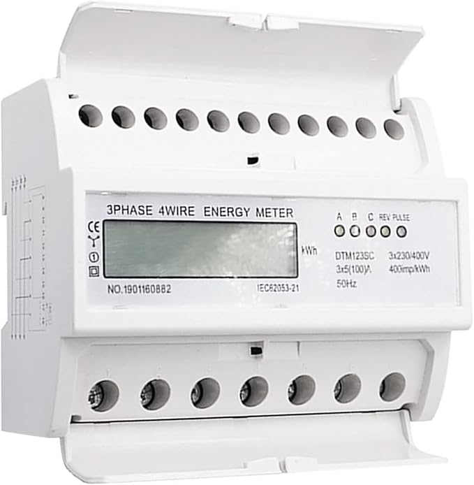 Wisecoco Energy Meter, Digital 3 Phase Energy Meter, LCD Display White ABS - Image 9