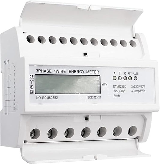 Tyenaza Energy Meter, Digital 3 Phase Energy Meter, LCD Display White ABS by Tyenaza