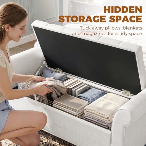 homcom 47" storage ottoman end of bed bench, side view