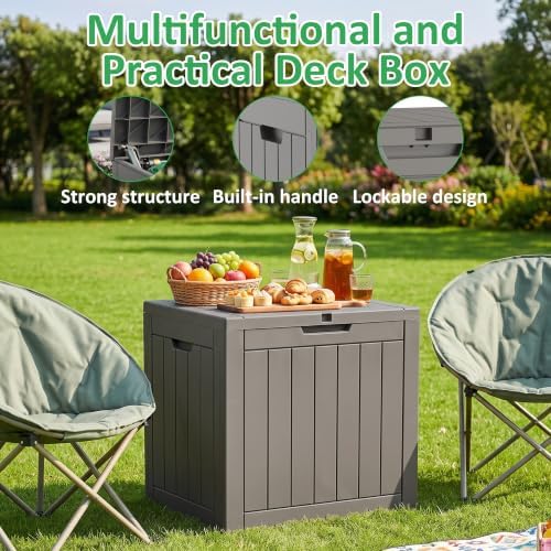 patiozen 40 gallon deck box, outdoor storage box, side view