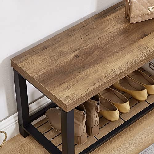 foluban entryway bench, modern shoe storage bench, rustic showing dimensions