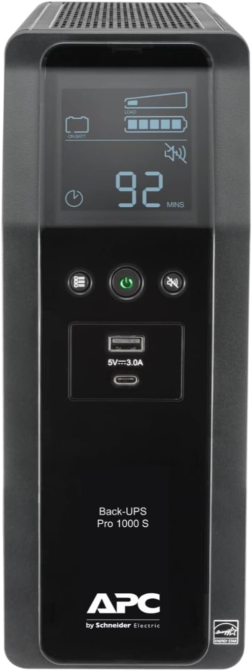 APC UPS Back-UPS Pro, 1000VA Sinewave UPS Battery Backup & Surge Protector - Image 2