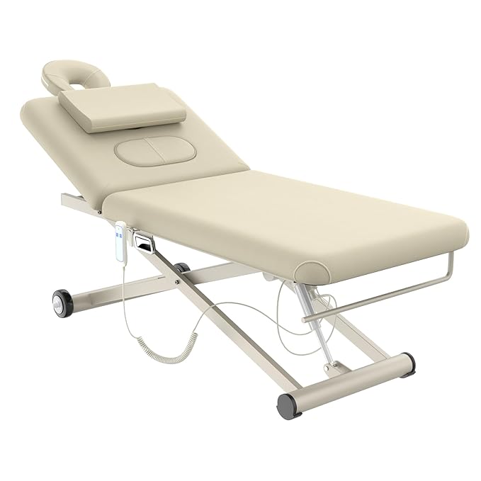 Electric Massage Table, Electric Lift Motor Height adjustable and Manual by Brandpouseayar