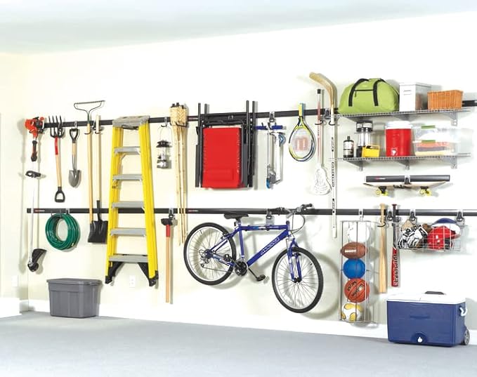 Rubbermaid 20-Piece FastTrack Garage Wall-Mounted Storage Kit 5 Rails and 15 - Image 13