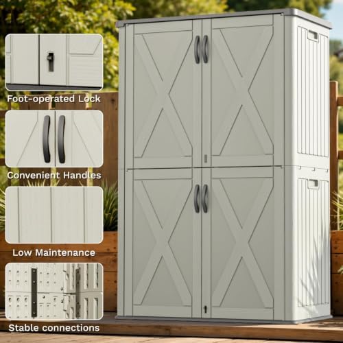 patiowell 50 cu.ft resin horizontal outdoor storage shed, side view