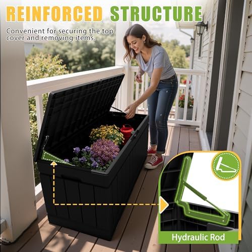 greesum outdoor storage box 82 gallon storage bin showing dimensions