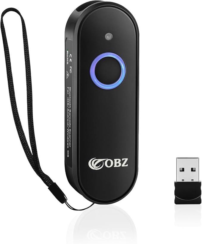 OBZ Mini Bluetooth Barcode Scanner, 2D Wireless Barcode Scanner, Versatile by OBZ