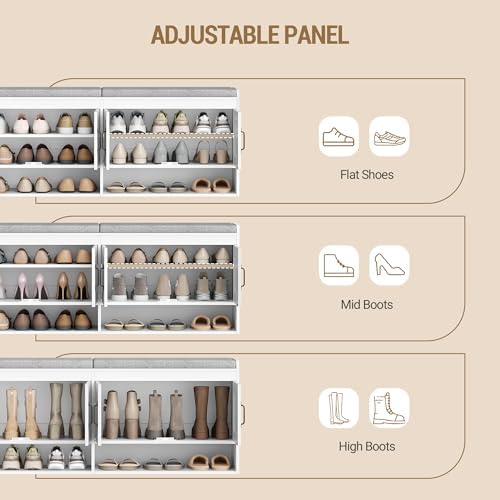 hzuaneri 55.1" shoe storage bench, shoe bench with showing dimensions