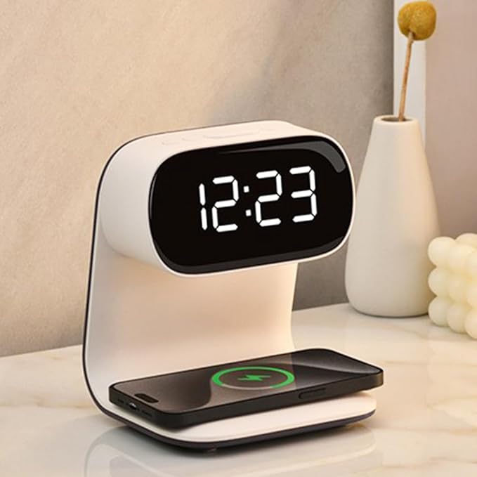 3in1 Multi-Functional Wireless Charging Alarm Clock Smart Night Light Qi - Image 2