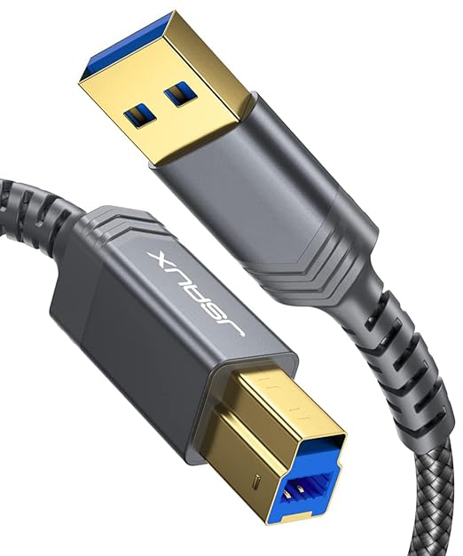 JSAUX USB 3.0 Printer Cable, Type A Male to B 3.0 Male USB 3.0 Type B Upstream by JSAUX