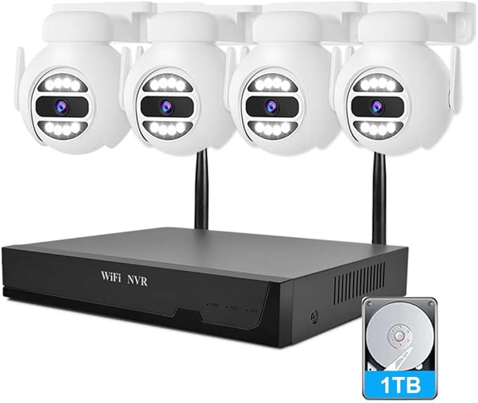 8CH Plug&Play Wireless Cameras for Home Security, 4x1920P 5MP IP67 IR&Full by KTKTVE