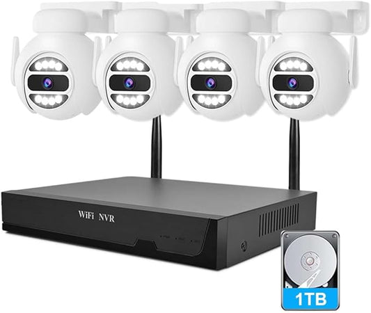 8CH Plug&Play Wireless Cameras for Home Security, 4x1920P 5MP IP67 IR&Full by KTKTVE