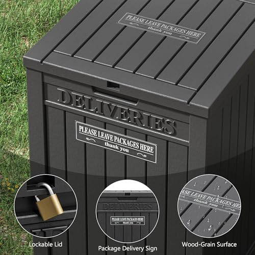 lhbgo package delivery box for outside, 48 gallon showing dimensions