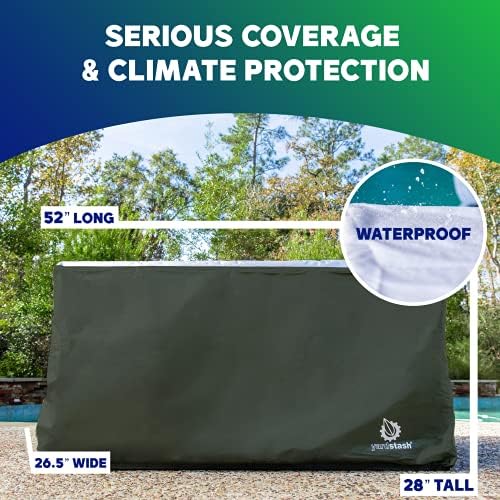yardstash deck box cover - heavy duty, waterproof shown in use