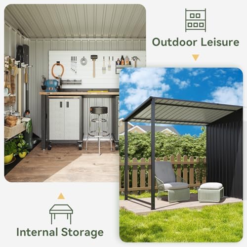 aoxun 6x4ft outdoor storage shed & hardtop gazebo on a desk or shelf