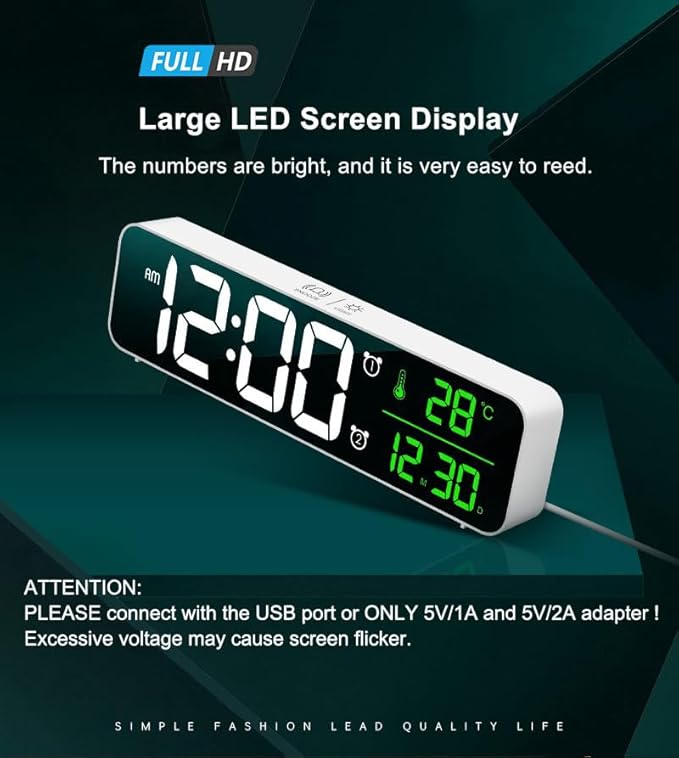 Digital Clock, Clock for Bedroom, Clocks for Living Room Decor, Desk Table Clock - Image 2