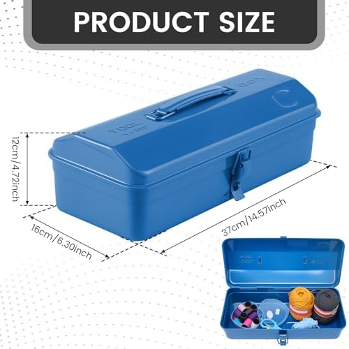 large metal tool storage box with handle for shown in use