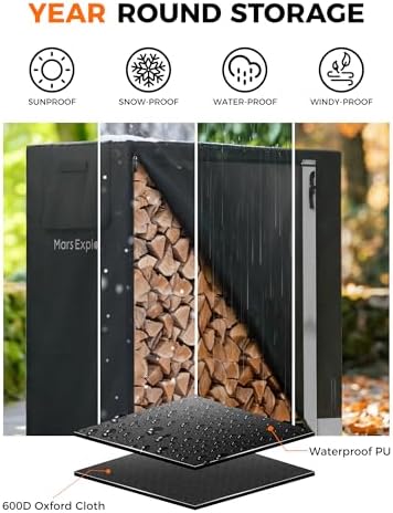 3ft firewood log rack with cover outdoor, heavy on a desk or shelf