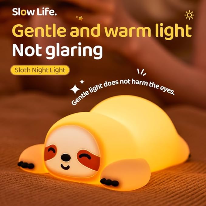 ATSUI Sloth Night Light, LED Squishy Novelty Animal Lamp, Food Grade Silicone - Image 3