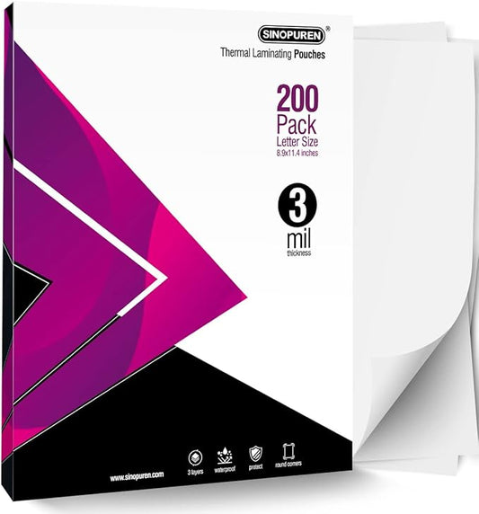 SINOPUREN Thermal Laminating Pouches, 3mil Laminating Sheets, 8.9x11.4 Inches by SINOPUREN