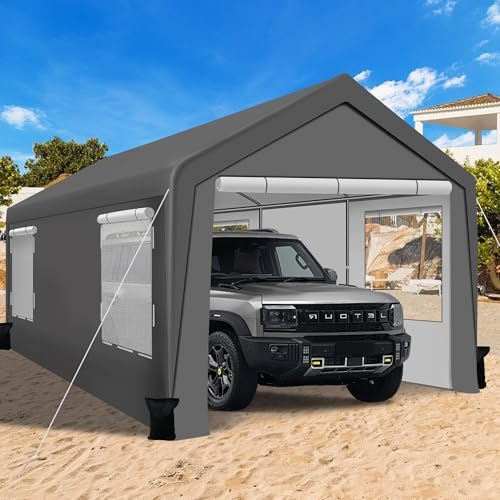 carport 12x20 ft heavy duty carport canopy, portable, front angle view