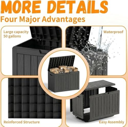 50gal outdoor storage box anti-theft delivery box lockable showing dimensions