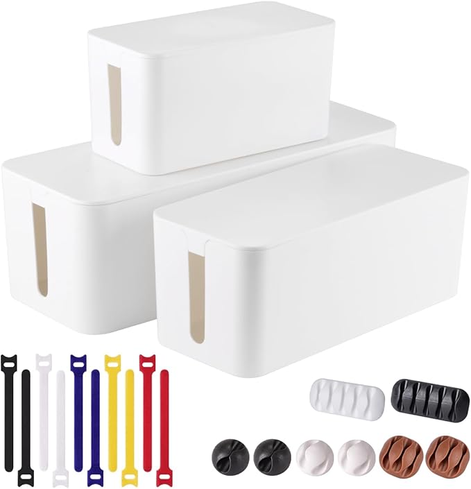 3 Pack Cable Management Box by Tuwechen