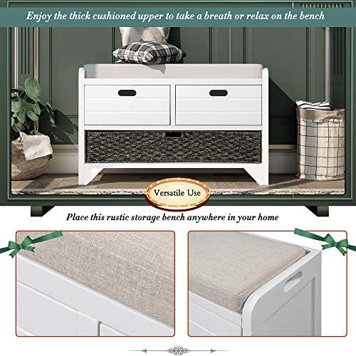 softsea storage bench with drawers and basket, farmhouse, package contents