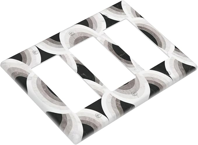 Bvtewkhz Black/White Art Marble 3 Gang Triple Rocker Decorative Light Switch - Image 3