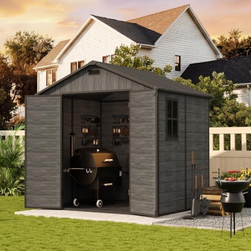 udpatio resin storage shed 8x6 ft, plastic outdoor, view 9