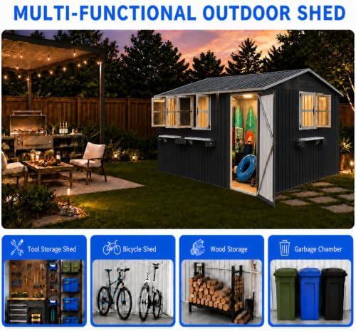 12x10 ft outdoor storage shed with 3 clear, package contents