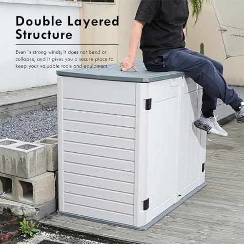 35 cu.ft outdoor storage shed, large resin storage, side view