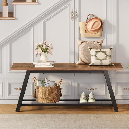 oastreeful storage bench industrial rustic wooden and metal, main product view