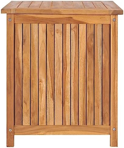 vidaxl patio storage box 23.6"x19.7"x22.8" solid wood teak, close-up detail