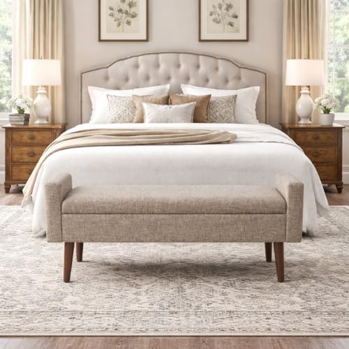 homepop fulton 48" storage bench - midtone gray showing dimensions