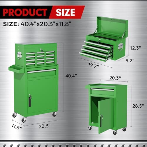 intergreat rolling tool chest, 5-drawer tool box organizer, close-up detail