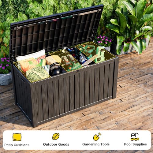 rojik 220 gallon waterproof outdoor deck storage box, side view