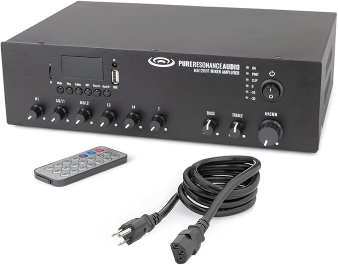 Pure Resonance Audio MA120BT 120W 7-Channel Bluetooth Mixer Amplifier by Pure+Resonance+Audio