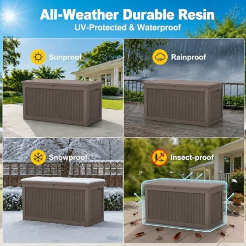 350 gallon extra large outdoor storage box，resin waterproof, side view