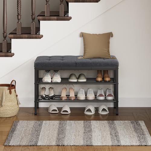 hoobro shoe bench, storage bench with cushion, entryway on a desk or shelf
