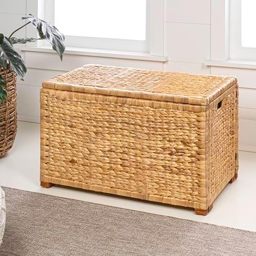 happimess hpm9005a anada wicker weave 30" storage trunk showing dimensions