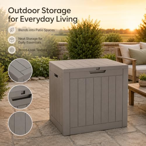 outdoor storage box resin deck box waterproof gray, side view