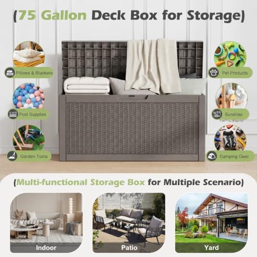 outdoor storage box waterproof, 75 gallon deck box, close-up detail
