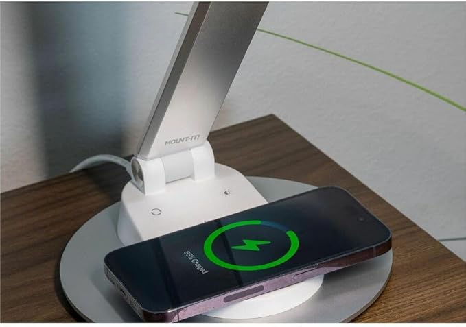 Mount-It! LED Desk Lamp with Wireless Charger and USB-C Charging Port, Dimmable - Image 2