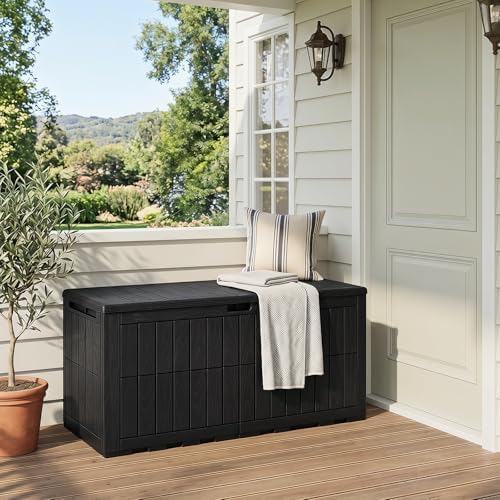 tangkula 120 gallon waterproof outdoor storage box with, view 9