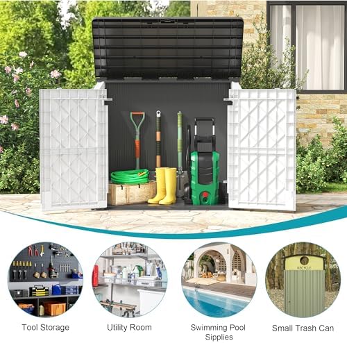 outdoor horizontal storage cabinet box 36 cu ft shown in use