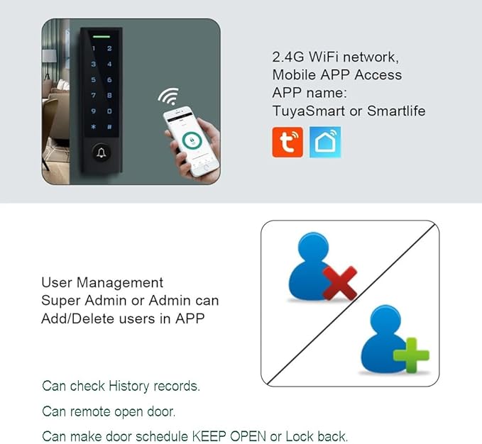 MENGQI-CONTROL WiFi Remote Manage IP66 Watreproof Access Control Keypad 600lbs - Image 4