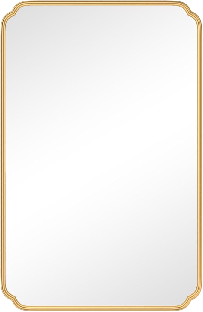 55X36 Inch Gold Metal Framed Bathroom Mirror - Image 8