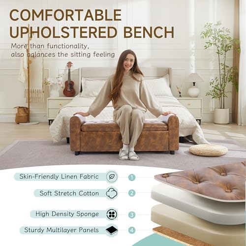 ottoman with storage, tufted storage bench for bedroom, package contents