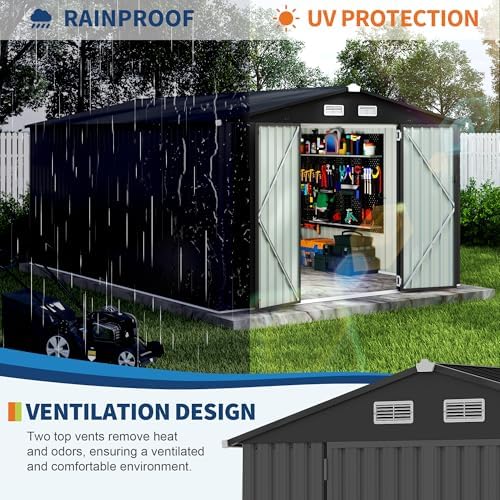 10x14 ft metal storage sheds outdoor, metal yard showing dimensions